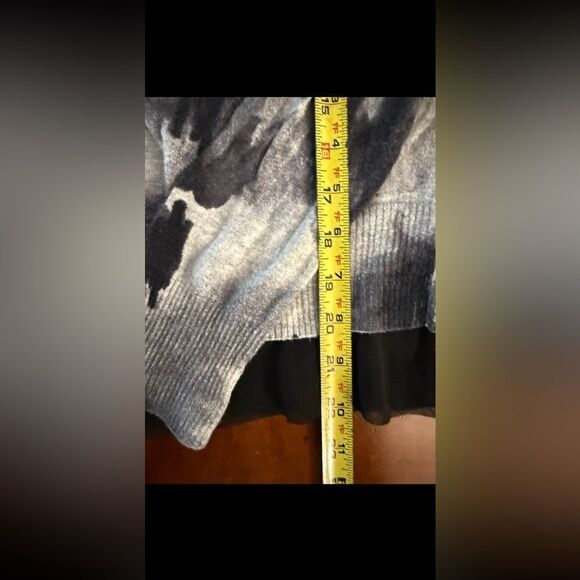 Simply Vera Vera Wang Cardigan Sweater Mesh Bottom Black Grey Multi Petite L - Picture 10 of 11